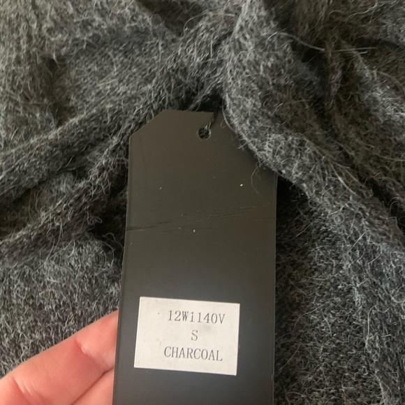 NWT Charcoal tie neck sweater. - Picture 4 of 5